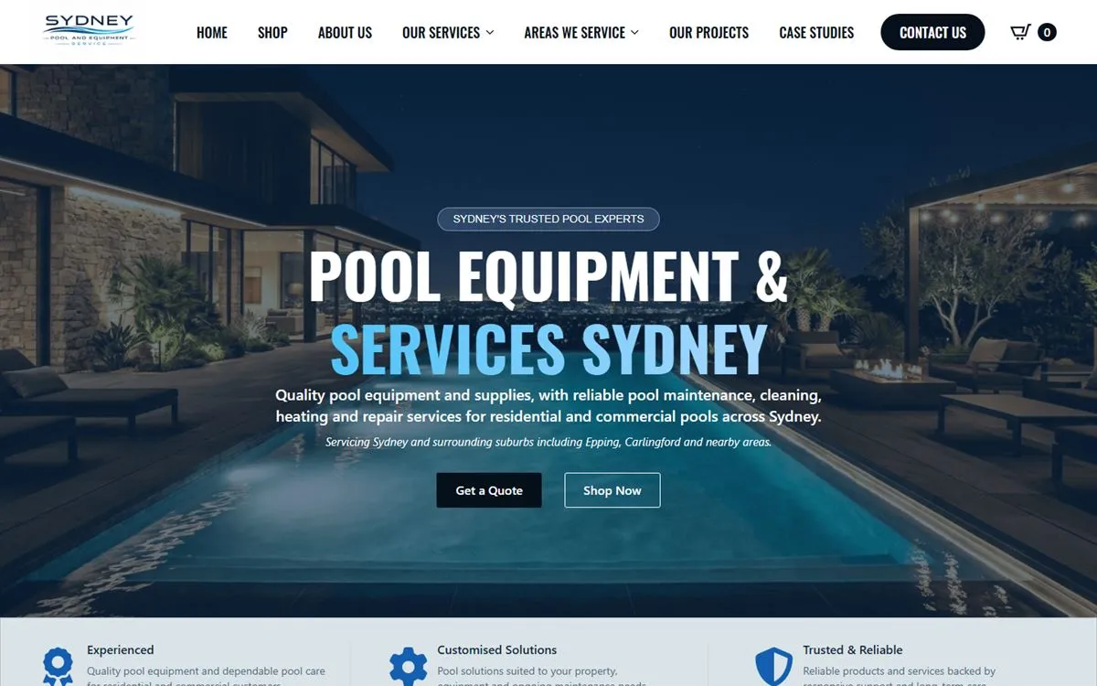 Sydney Pool & Equipment Service website